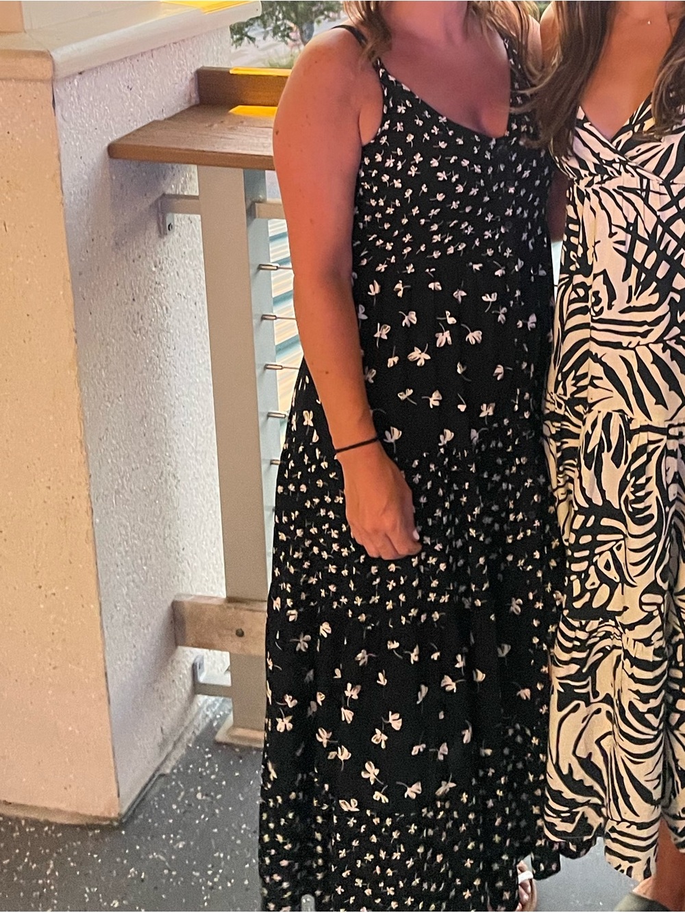 Patrons of Peace Black Dress with Cream Floral Print